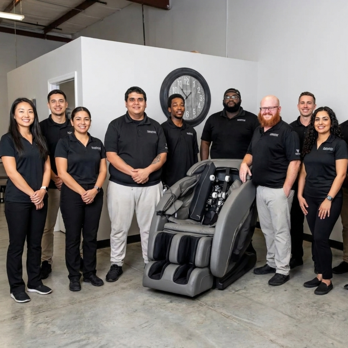 Commercial massage chair installation, maintenance, and repair team from Floridian Brand USA.