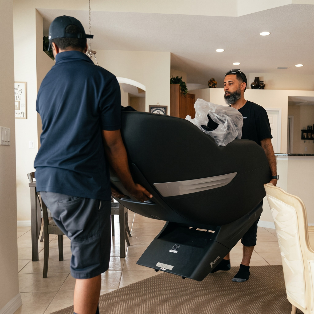 Floridian Brand ONE Partner professionally moving and reinstalling a massage chair