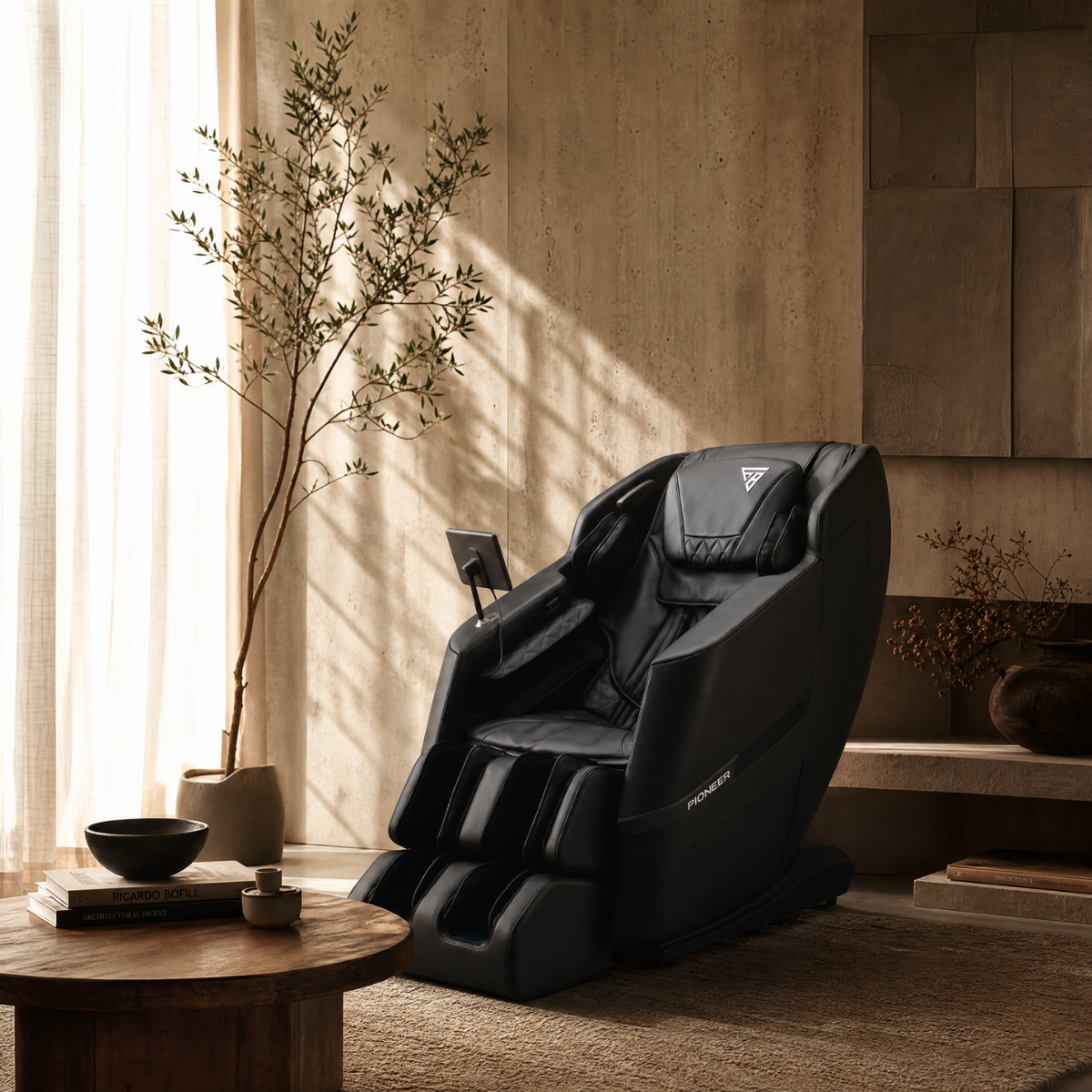 Floridian Brand Pioneer 6D Flex massage chair in a modern luxury home interior