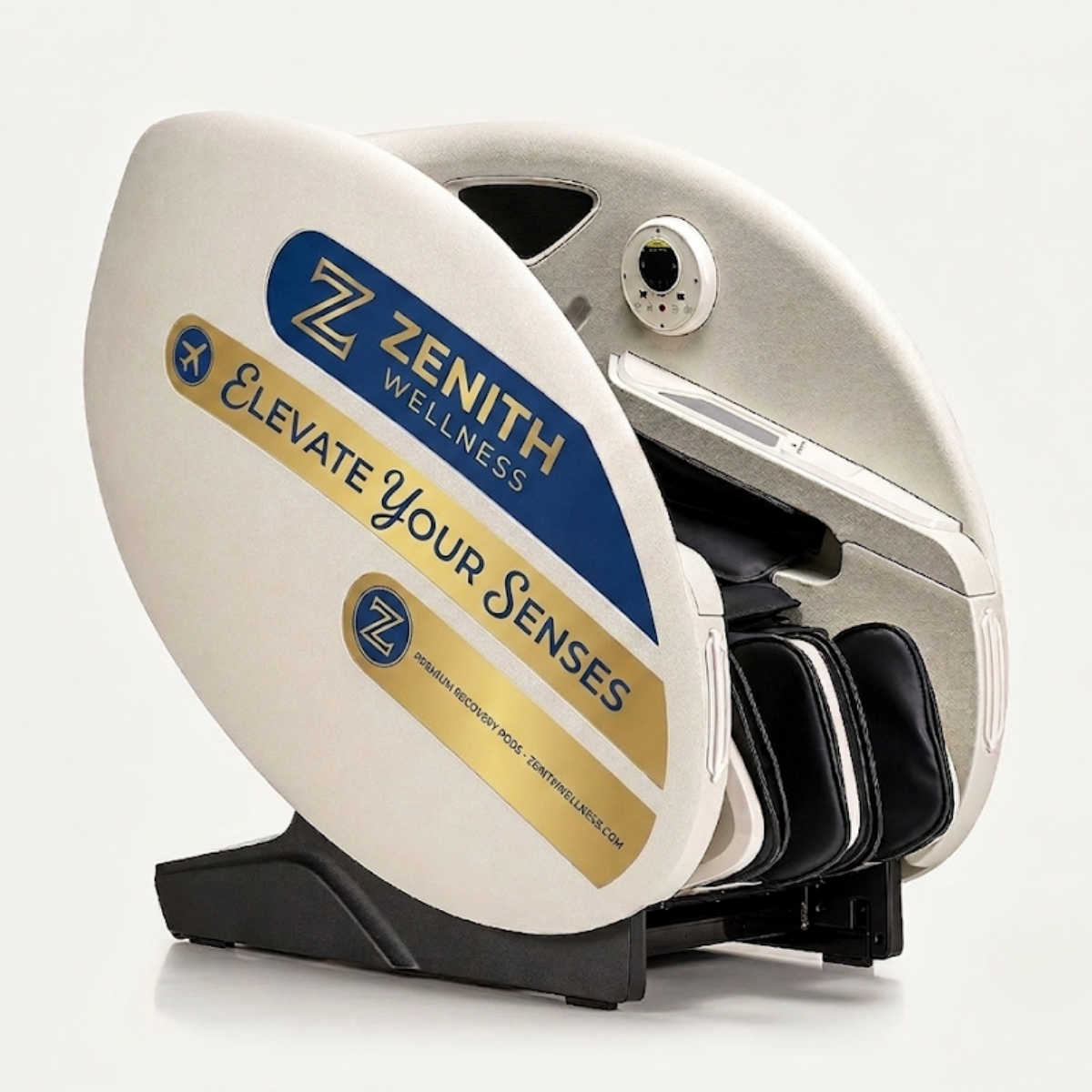 Blue Vitality Pods commercial wellness massage chair designed for private relaxation and rejuvenation.