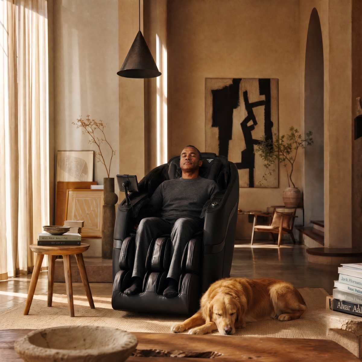 Rebel 4D massage chair full-body comfort system with 48 airbags lumbar heat and reflexology-inspired foot relief