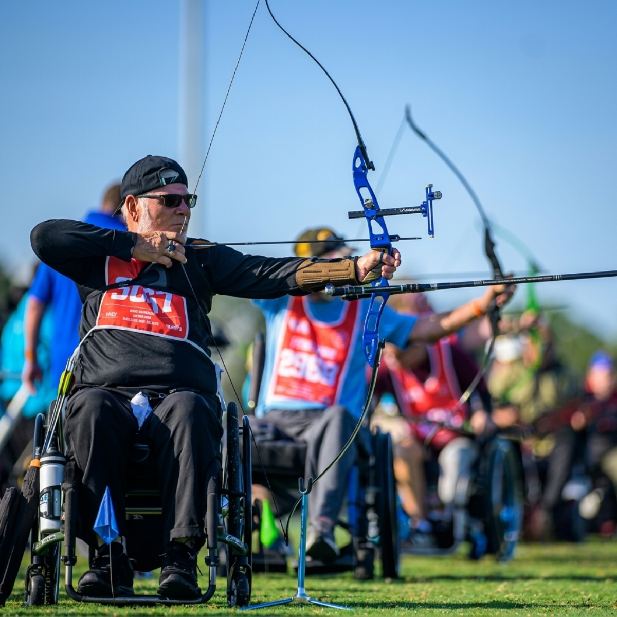 Veterans connecting with one another during the National Veterans Golden Age Games community event.